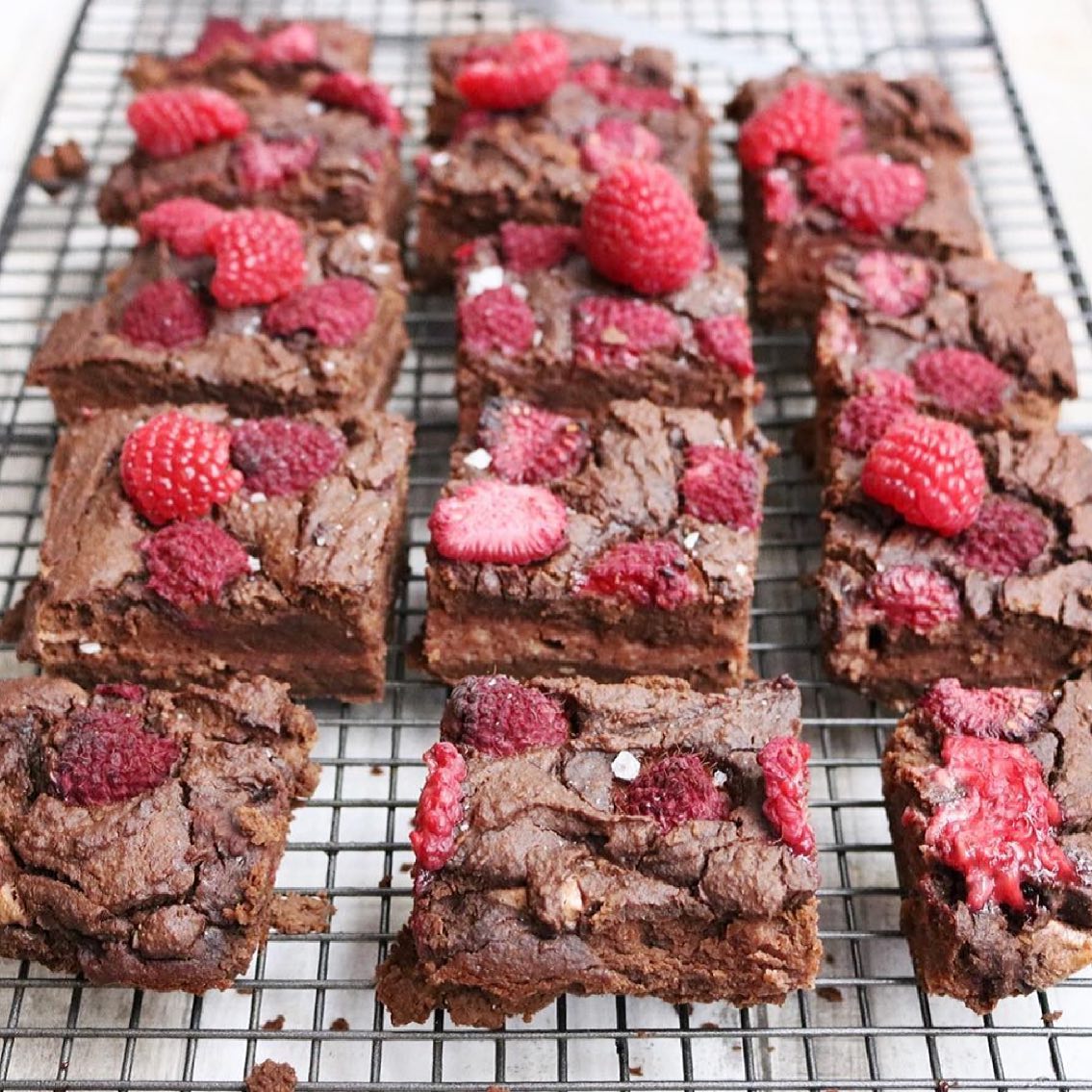 Raspberry and Almond Butter Protein Brownies